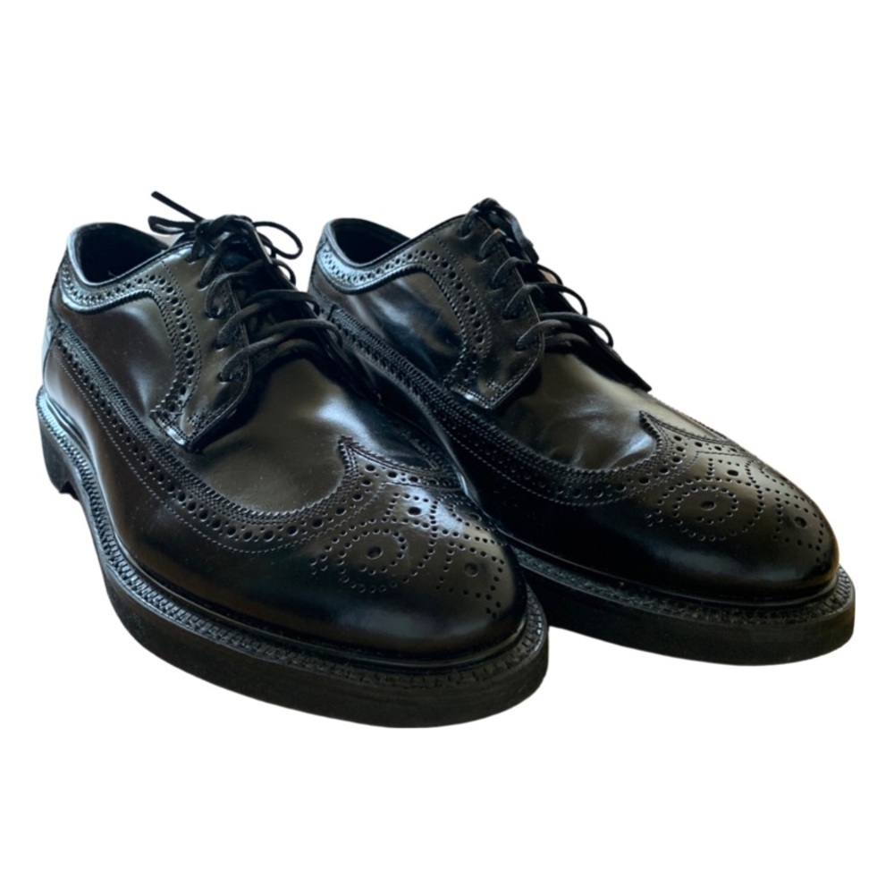 Hanover Black Leather Wingtip Shoes